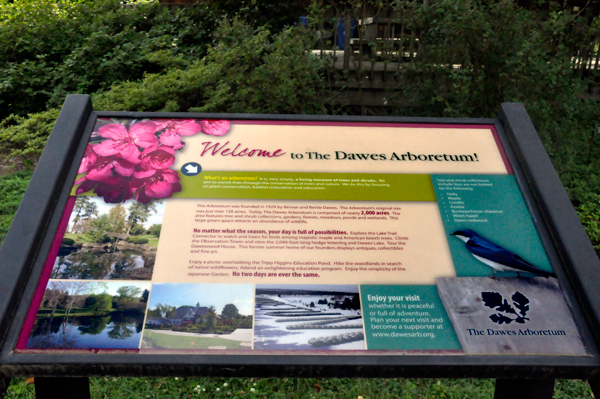 sign about the Dawes Arboretum